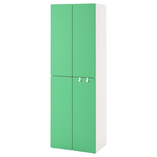 SMÅSTAD / PLATSA Wardrobe, white green, with 2 clothes rails, 60x40x180 cm