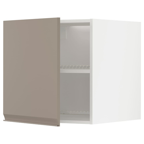 METOD Top cabinet for fridge/freezer, white/Upplöv matt dark beige, 60x60 cm