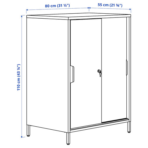 TROTTEN Cabinet with sliding doors, white, 80x110 cm