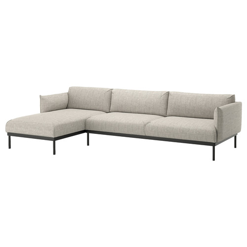 ÄPPLARYD 4-seat sofa with chaise longue, Lejde light grey