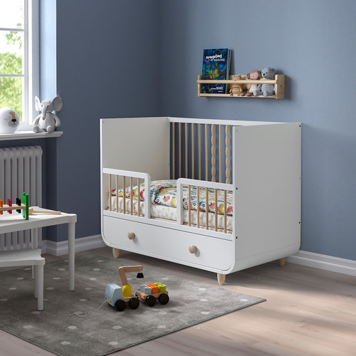 MYLLRA Cot with drawer, white, 60x120 cm