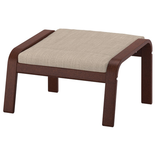 POÄNG Footstool, brown, Hillared beige