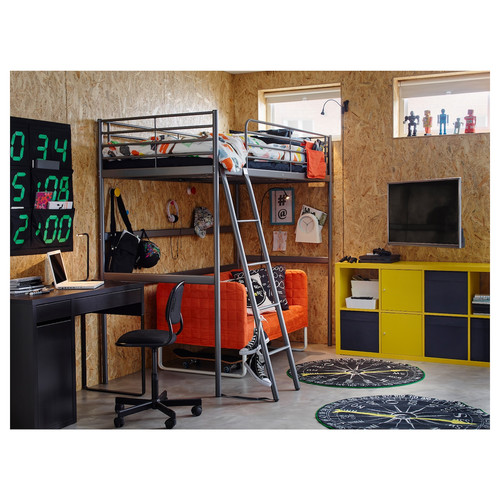 SVÄRTA Loft bed frame, silver, 90x200 cm