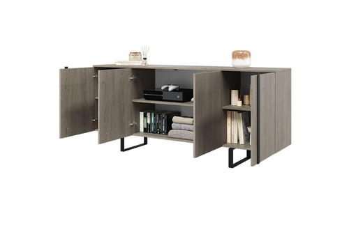 Four-Door Cabinet Verica 200cm, biscuit oak/black legs