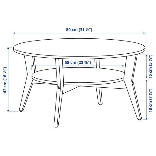 JAKOBSFORS Coffee table, dark brown stained oak veneer, 80 cm