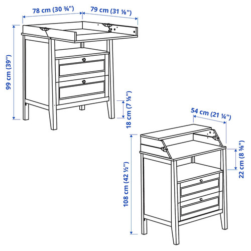 SUNDVIK Changing table/chest of drawers, white