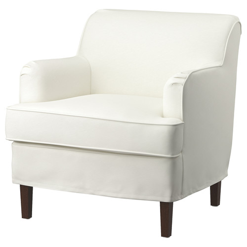 ROCKSJÖN Armchair with footstool, Blekinge white