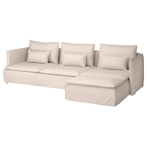 SÖDERHAMN 4-seat sofa with chaise longue, Gransel natural