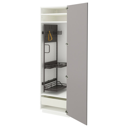 METOD / MAXIMERA High cabinet with cleaning interior, white/Bodbyn grey, 60x60x200 cm