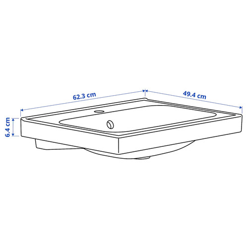 ORRSJÖN Wash-basin with water trap, white, 62x49 cm