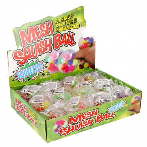 Stress Toy Mesh Squish Ball 1pc, assorted colours