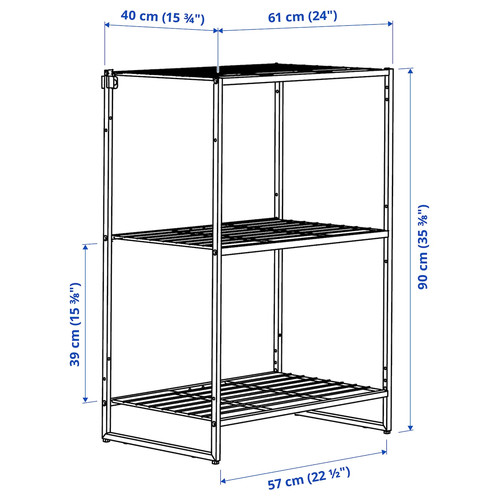 JOSTEIN Shelving unit, in/outdoor/wire white, 61x40x90 cm