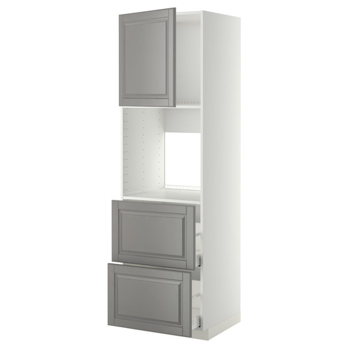 METOD / MAXIMERA Hi cab f ov w dr/2 frnts/2 hi drwrs, white/Bodbyn grey, 60x60x200 cm