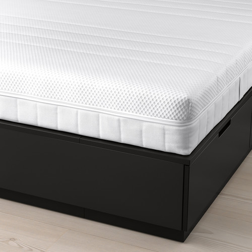 NORDLI Bed frame with storage and mattress, anthracite/Åkrehamn medium firm, 90x200 cm