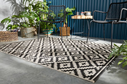 Rug Flox 150 x 200 cm, patterned/anthracite