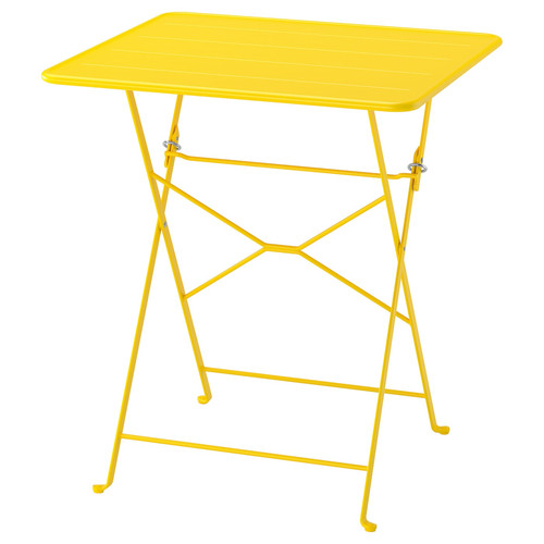 SUNDSÖ Table, bright yellow outdoor, 65x65 cm