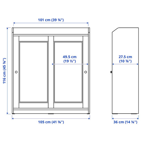 HAUGA Glass-door cabinet, grey, 105x116 cm