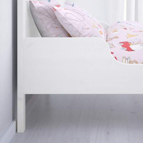 SUNDVIK Ext bed frame with slatted bed base, white, 80x200 cm