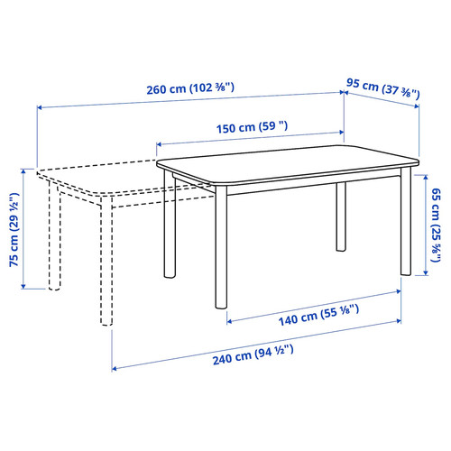 STRANDTORP Extendable table, dark brown brown, 150/205/260x95 cm