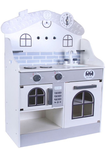 Wooden Kitchen Playset with Light & Accessories House, grey 3+