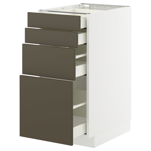 METOD / MAXIMERA Base cab 4 frnts/4 drawers, white/Havstorp brown-beige, 40x60 cm