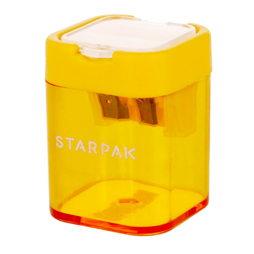 Starpak Double Plastic Pencil Sharpener Disc 24pcs, 4 Colours/2 Shapes