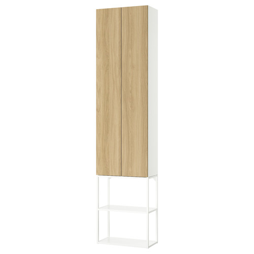 ENHET Storage combination, white/oak effect, 60x32x255 cm