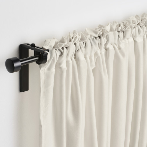 STENFRÖ Sheer curtain, 1 piece, with heading tape/beige, 300x300 cm