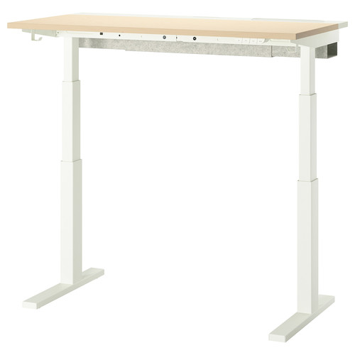 MITTZON Desk sit/stand, electric birch veneer/white, 120x60 cm