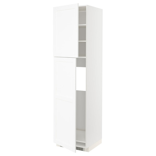 METOD High cabinet for fridge w 2 doors, white Enköping/white wood effect, 60x60x220 cm