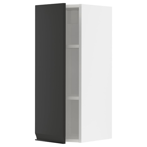 METOD Wall cabinet with shelves, white/Upplöv matt anthracite, 30x80 cm
