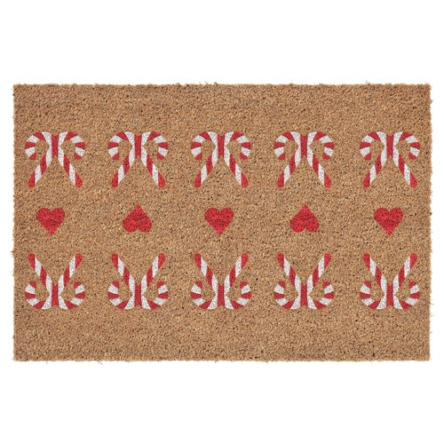 VINTERFINT Door mat, heart pattern natural, 60x90 cm