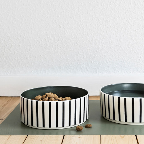 UTSÅDD Pet bowl, stripe pattern black-blue/grey-green, 19 cm