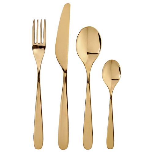 TILLAGD 24-piece cutlery set, brass-colour