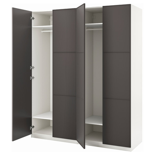 PAX/MERÅKER Wardrobe, white/dark grey, 200x60x236 cm