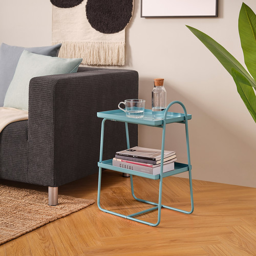 HATTÅSEN Bedside table/shelf unit, blue-turquoise