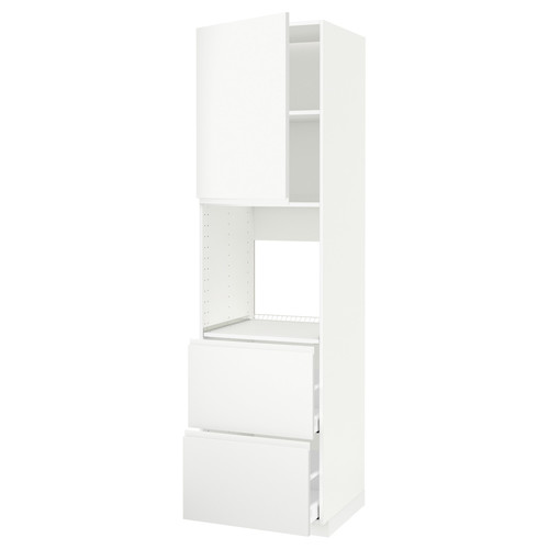 METOD / MAXIMERA Hi cab f ov w dr/2 frnts/2 hi drwrs, white/Voxtorp matt white, 60x60x220 cm