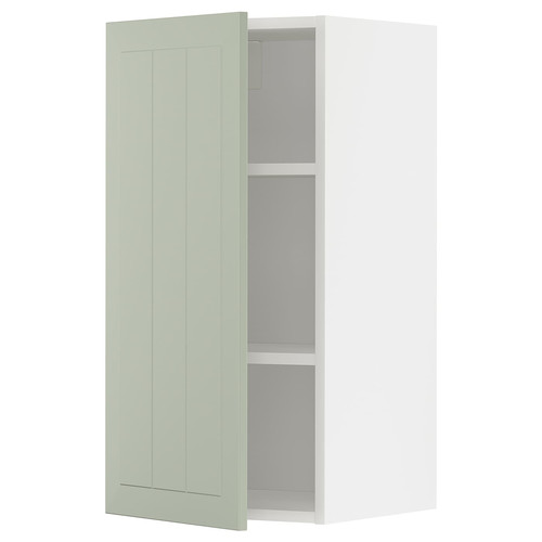 METOD Wall cabinet with shelves, white/Stensund light green, 40x80 cm