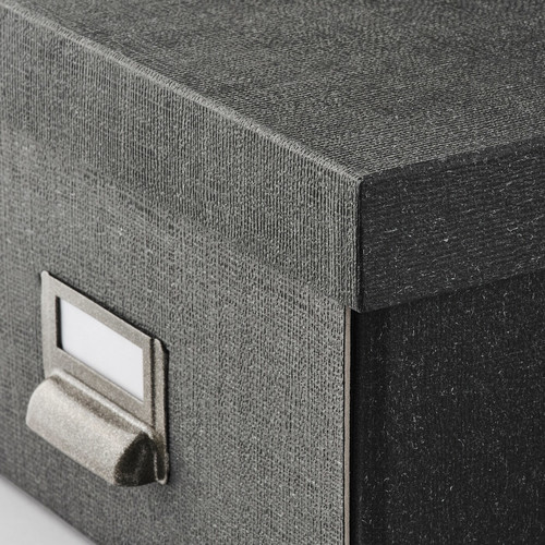 TJOG Storage box with lid, dark grey, 25x36x15 cm