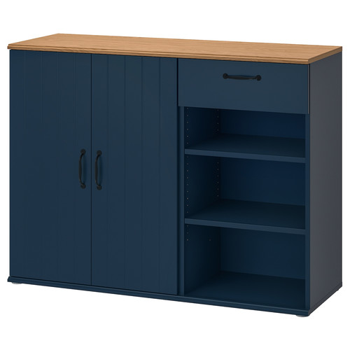 SKRUVBY Sideboard, black-blue, 120x38x90 cm