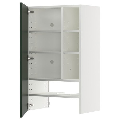 METOD Wall cb f extr hood w shlf/door, white/Havstorp deep green, 60x100 cm