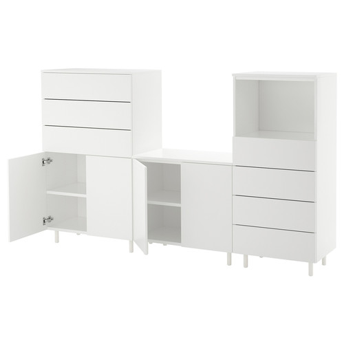 PLATSA Storage combination, white, Fonnes white, 220x42x133 cm