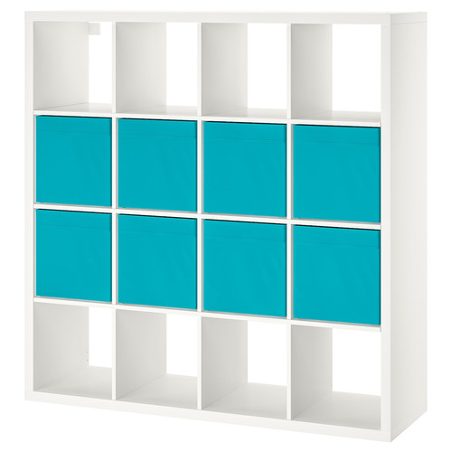 KALLAX / DRÖNA Shelving unit with 8 inserts, white, 147x147 cm