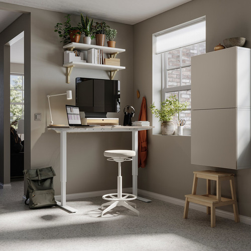 TROTTEN/LIDKULLEN / BESTÅ/LAPPVIKEN Desk and storage combination, and swivel chair beige/white