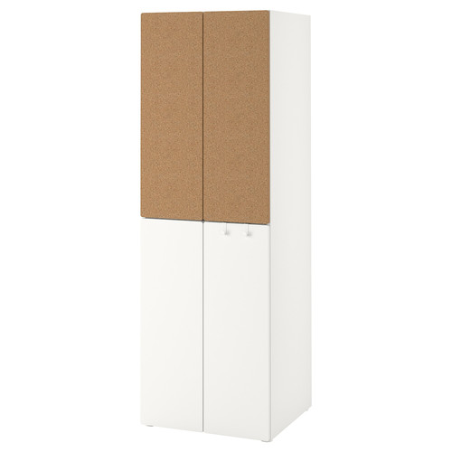 SMÅSTAD / PLATSA Wardrobe, white cork/with 2 clothes rails, 60x57x181 cm