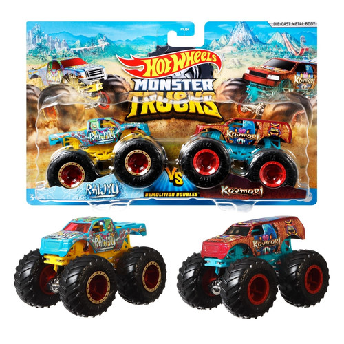 Hot Wheels Monster Trucks Vehicle 2-pack 1:64 FYJ64, 1pc, assorted colours, 3+