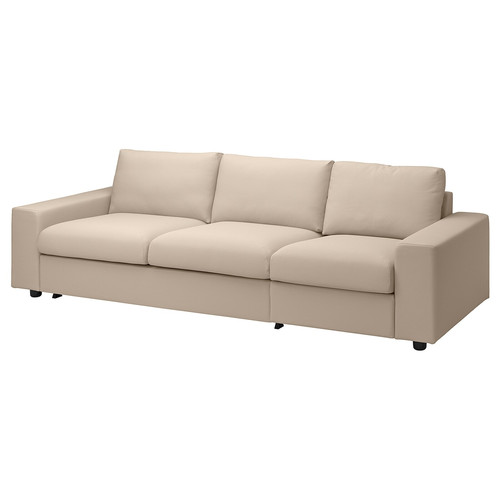 VIMLE Cover for 3-seat sofa-bed, with wide armrests/Hallarp beige