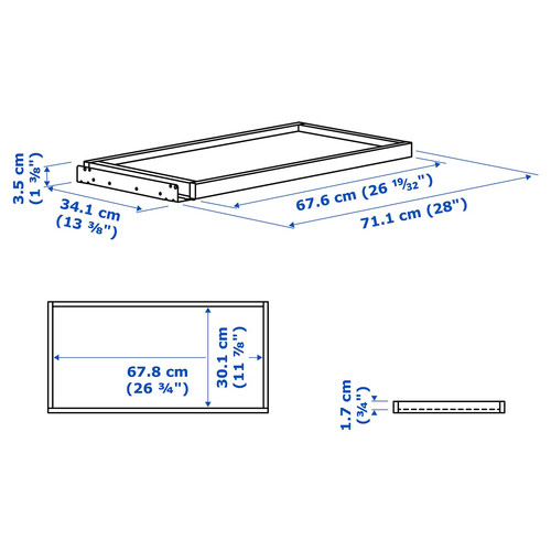 KOMPLEMENT Pull-out tray, white stained oak effect, 75x35 cm