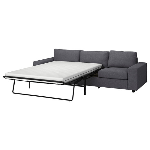 VIMLE 3-seat sofa-bed, with wide armrests/Gunnared medium grey