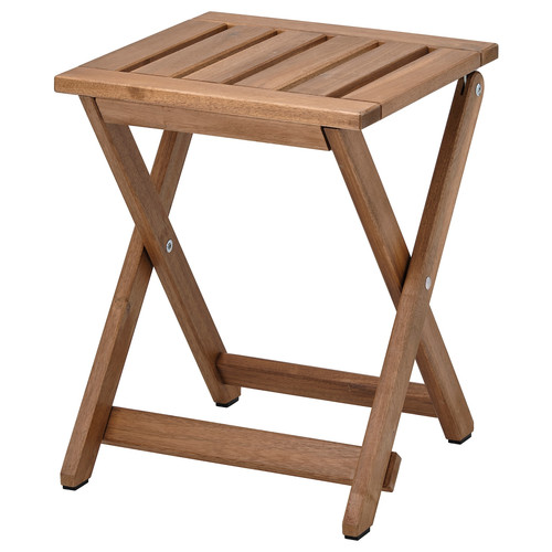 NÄMMARÖ Stool, outdoor, folding/light brown stained, 37x45 cm